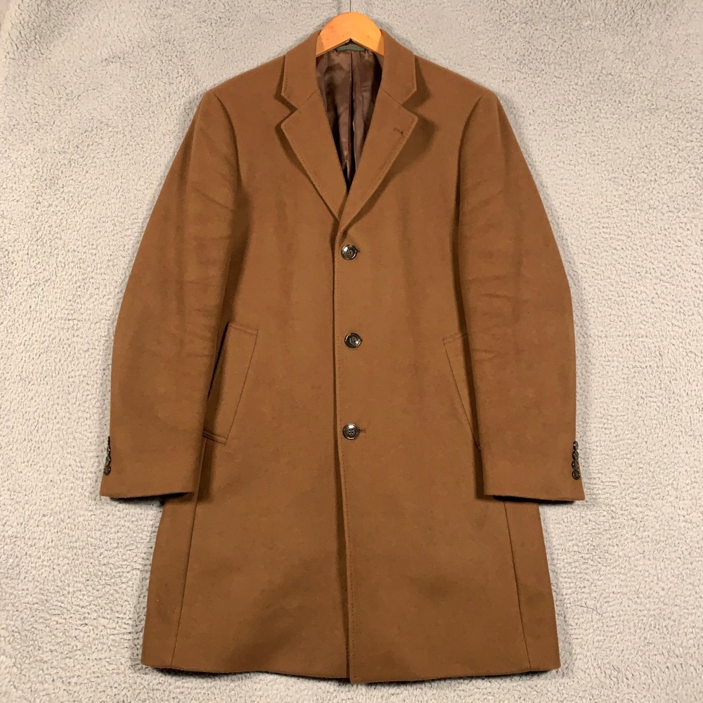 Lauren Ralph Lauren Topcoat Mens 40R Brown Wool Cashmere Italian Fabric Overcoat